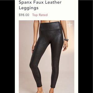 Spanx black faux leather leggings size S